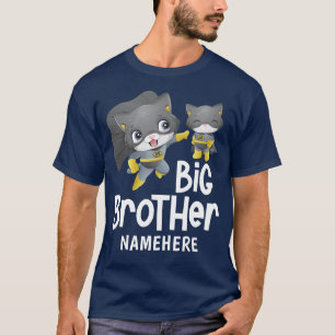 Big Brother Superhero Cat Illustration Custom Name T-Shirt