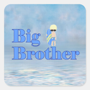 Big Brother Surfer Boy Sibling      Rectangular St Square Sticker