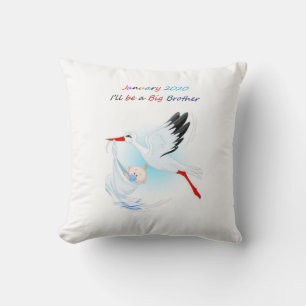 Big Brother Throw Pillow Baby Stork  January 2020