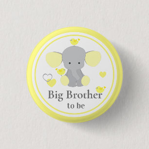 Big Brother To Be Baby Boy Girl Shower Elephant 3 Cm Round Badge