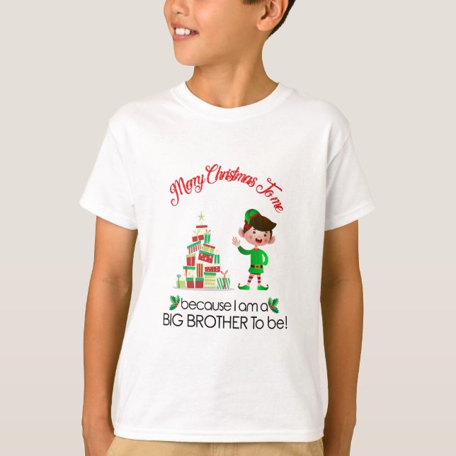 Big brother to be Christmas  pregnancy announcemen T-Shirt (Front)