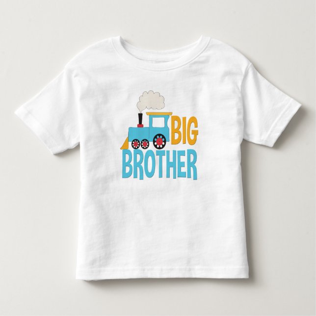 Big Brother Train Shirt cute announcement blue (Front)