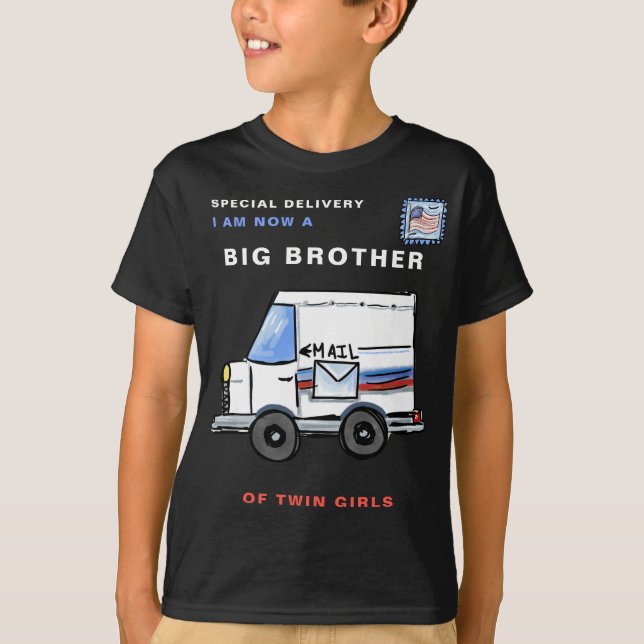 *~* BIG BROTHER Twin Girls Boys T-Shirt Post man (Front)