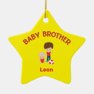 Big Brother with Baby Brother Baby's Name Star Ceramic Tree Decoration