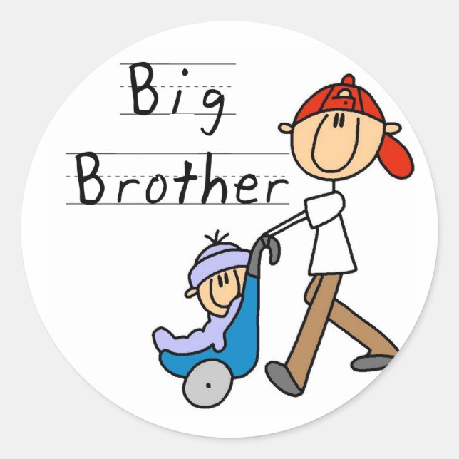 Big Brother With Little Brother Classic Round Sticker (Front)