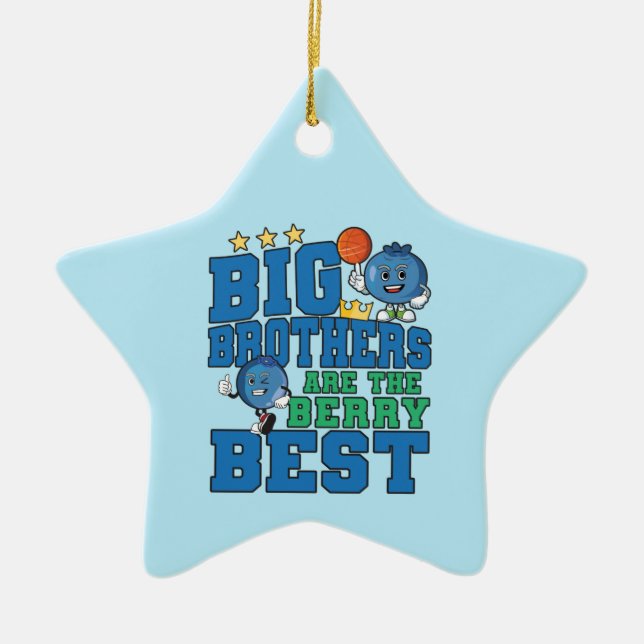 Big Brothers are the Berry Best - Blueberry Pun Ceramic Tree Decoration (Front)
