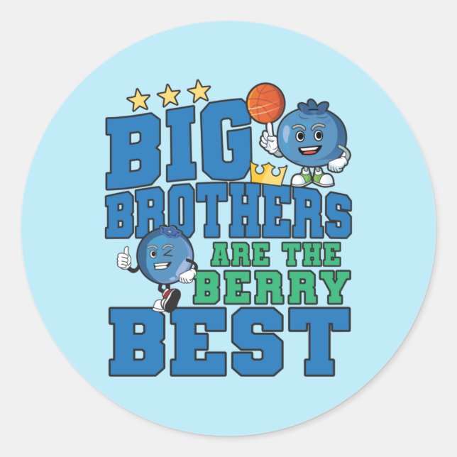 Big Brothers are the Berry Best - Blueberry Pun Classic Round Sticker (Front)