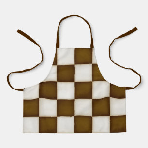 Big Brown & Antique White Checkers Small Apron