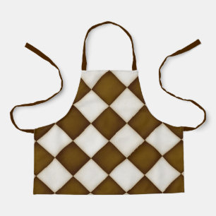 Big Brown & Antique White Diamonds Small Apron