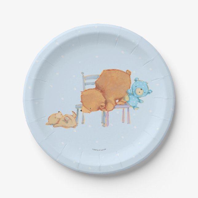 Big Brown Bear, Calico, & Floppy Share Two Chairs Paper Plate (Front)