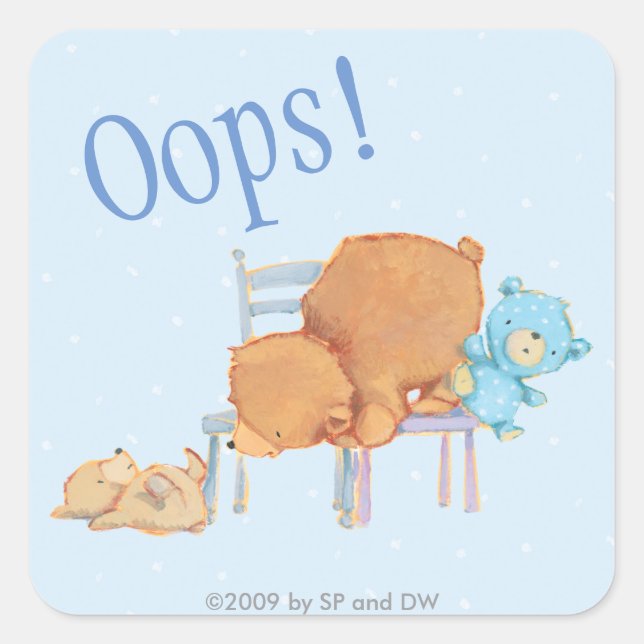 Big Brown Bear, Calico, & Floppy Share Two Chairs Square Sticker (Front)