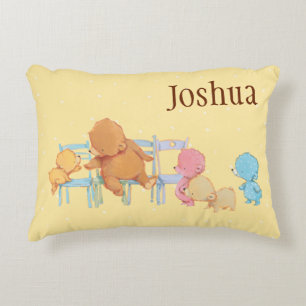 Big Brown Bear & Friends Share Four Chairs Decorative Cushion