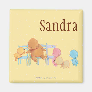 Big Brown Bear & Friends Share Four Chairs Magnet