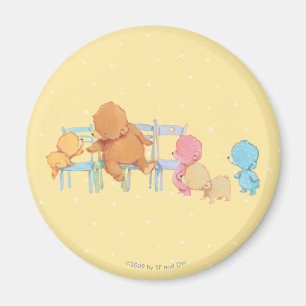 Big Brown Bear & Friends Share Four Chairs Magnet