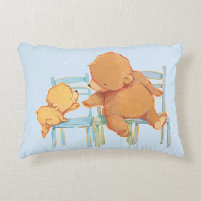 Big Brown Bear Helps Little Yellow Bear Decorative Cushion (Front)