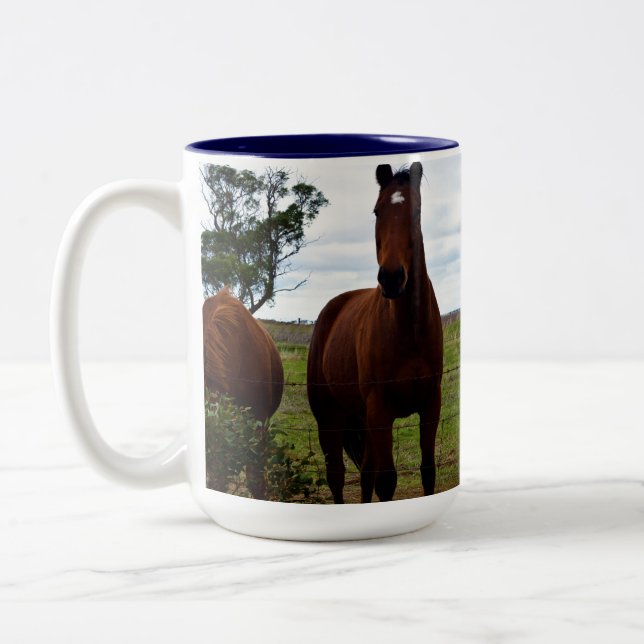 Big Brown Magnificent Horse, Two-Tone Coffee Mug (Left)