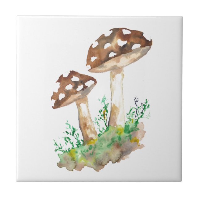 Big Brown Mushrooms Tile (Front)