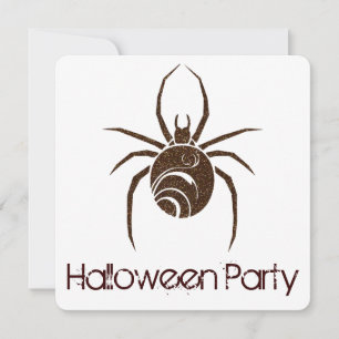 Big Brown Spider Halloween Party Invitation 2