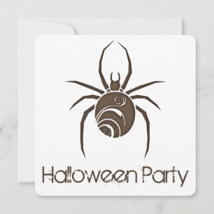 Big Brown Spider Halloween Party Invitation 2