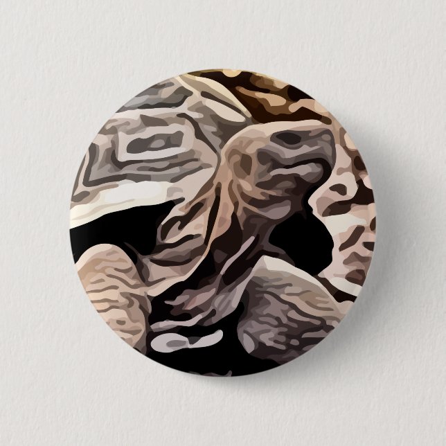 big brown turtle painting 6 cm round badge (Front)