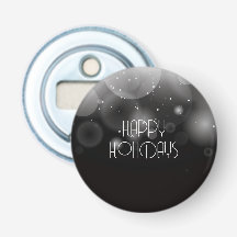 Big Bubbles Bokeh Black Happy Holidays