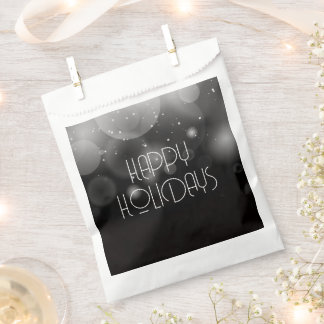 Big Bubbles Bokeh Black Happy Holidays Favour Bags