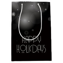 Big Bubbles Bokeh Black Happy Holidays