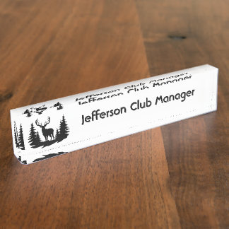 Big Buck Among Pine Tree Vector Personal Name Nameplate