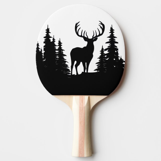Big Buck Among Pine Tree Vector  Ping Pong Paddle (Front)