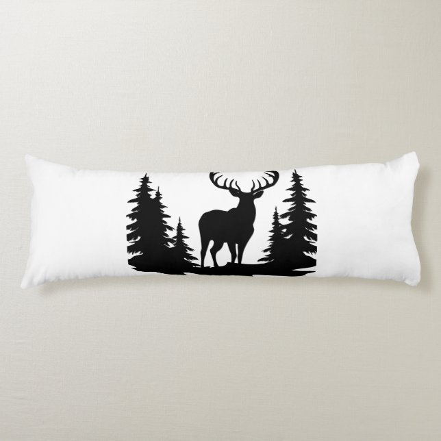 Big Buck Among Pine Trees Vector  Body Cushion (Front)