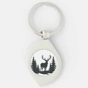 Big Buck Among Pine Trees Vector Key Ring