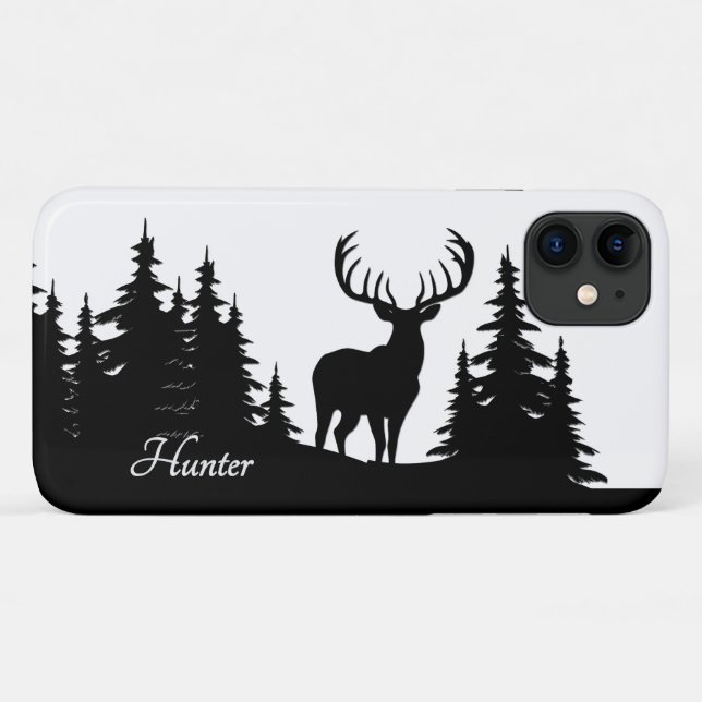 Big Buck Among Pine Trees Vector Personal Name Case-Mate iPhone Case (Back (Horizontal))
