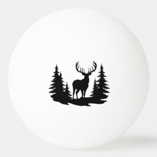 Big Buck Among Pine Trees Vector Ping Pong Ball
