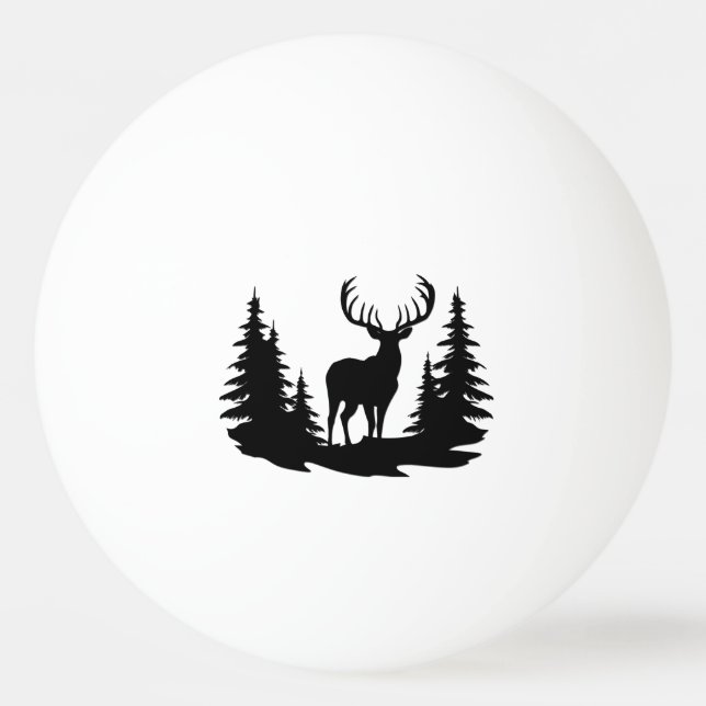 Big Buck Among Pine Trees Vector  Ping Pong Ball (Front)