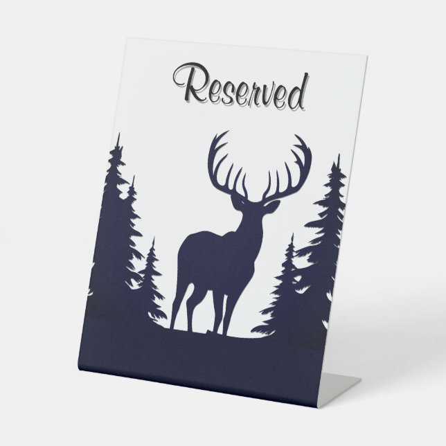 Big Buck Among Pine Trees Vector Reserved Pedestal Sign (Front)