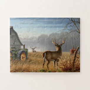 Big Buck Deer Showdown On The Farm Jigsaw Puzzle