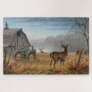 Big Buck Deer Showdown On The Farm Jigsaw Puzzle