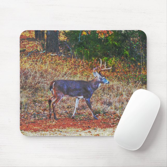 Big Buck Deer Waking Through a Meadow Art  Mouse Pad (With Mouse)