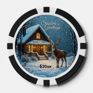  Big Buck's Snowy Christmas Visit 3 Text Areas Poker Chips