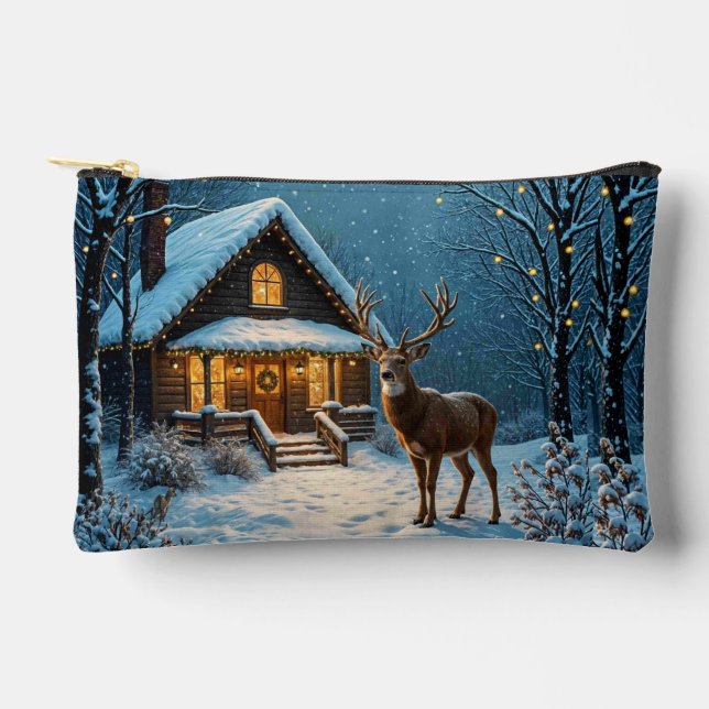  Big Buck's Snowy Christmas Visit Accessory Pouch (Front)
