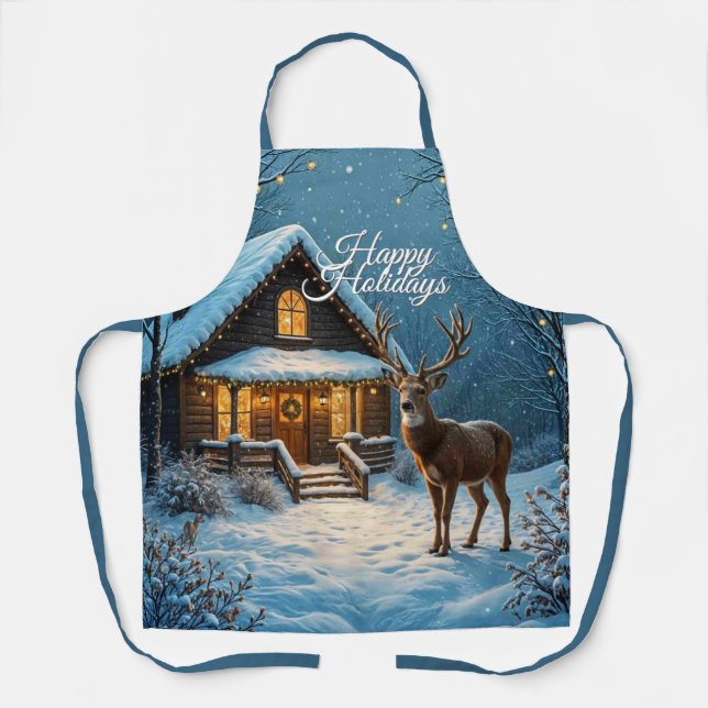  Big Buck's Snowy Christmas Visit Apron (Front)