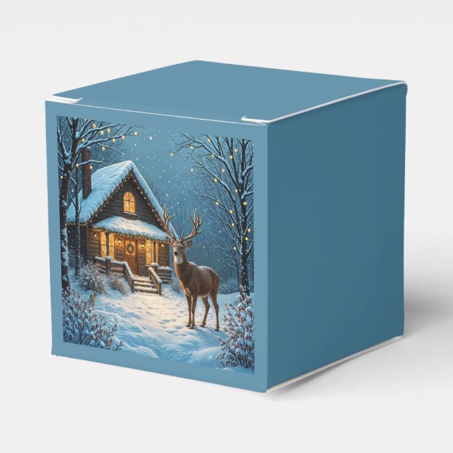  Big Buck's Snowy Christmas Visit Favour Box (Front Side)