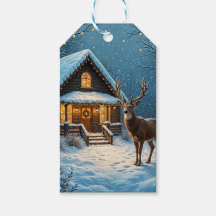Big Buck's Snowy Christmas Visit Gift Tags