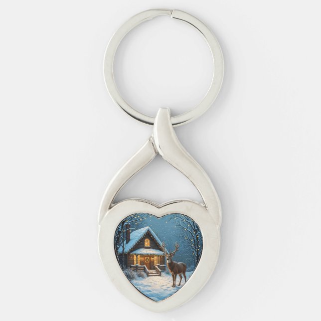  Big Buck's Snowy Christmas Visit Key Ring (Front)