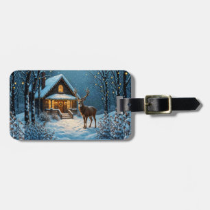  Big Buck's Snowy Christmas Visit Luggage Tag