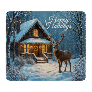 Big Buck's Snowy Christmas Visit Personal Script Cutting Board