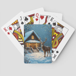 Big Buck's Snowy Christmas Visit Playing Cards