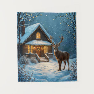 Big Buck's Snowy Christmas Visit Tapestry