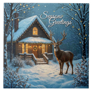 Big Buck's Snowy Christmas Visit Tile