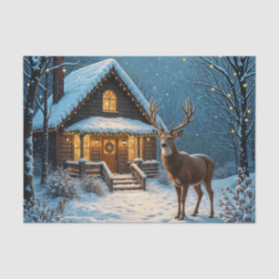  Big Buck's Snowy Christmas Visit Tissue Paper